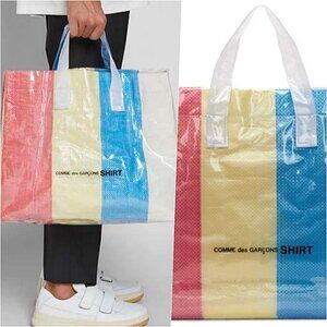 Comme Des Garcons Mens Large Foldable Pvc Commute Beach Farmers Market Tote Bag